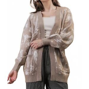 NEW VERY J desert skies knit cardigan in mocha